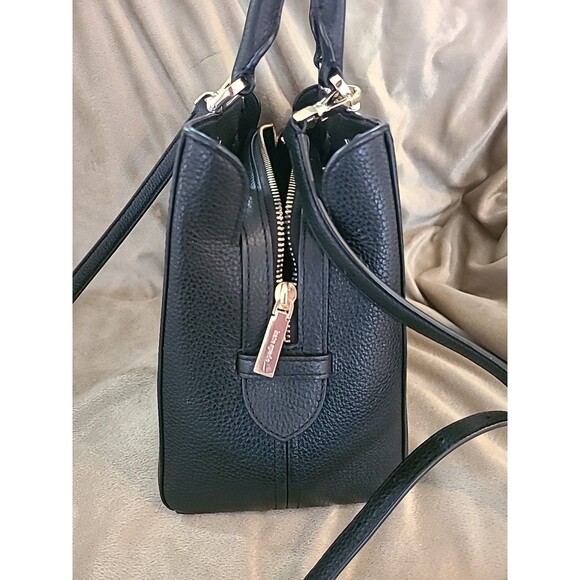 Kate Spade Leila Black Leather Medium Triple Compartment Satchel crossbody Bag - Picture 3 of 14